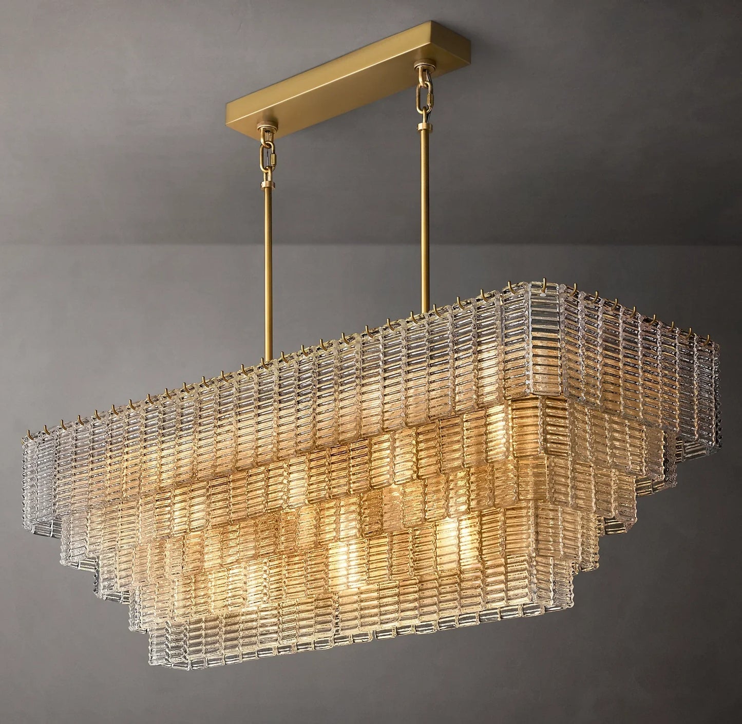 Sirene Glass Rectangular Chandelier 59", Glamorous Chandeliers