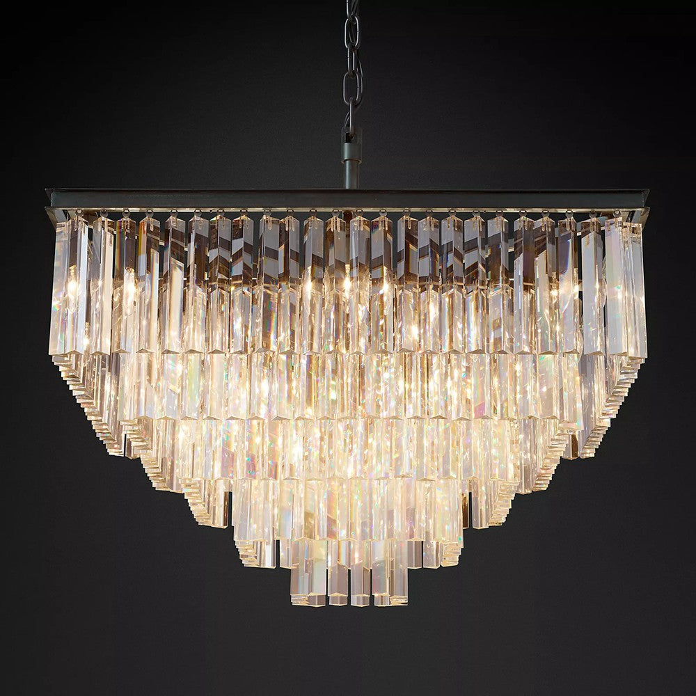 1920s Odeon Crystal Round Chandelier - Customizable Lighting for Living Rooms