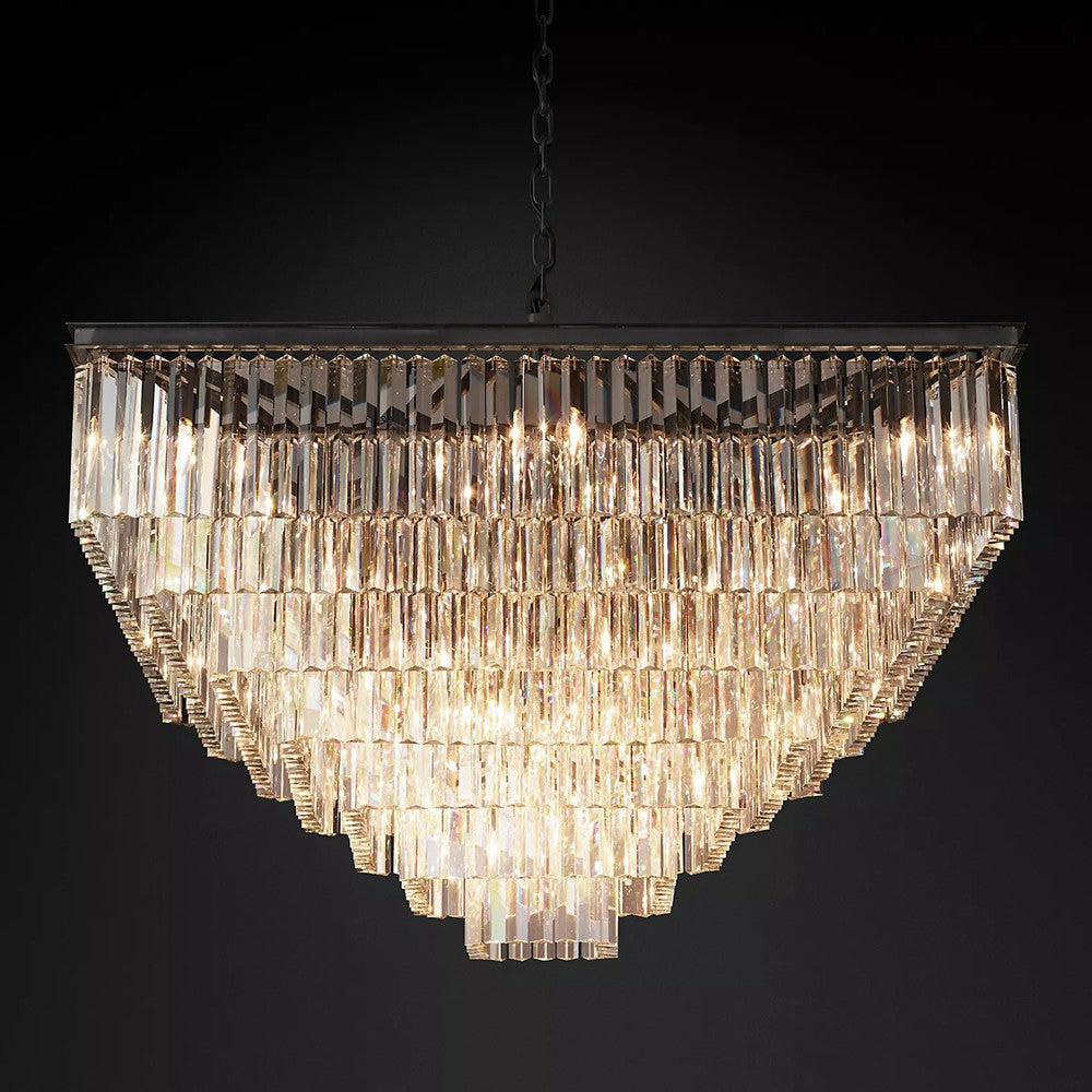 1920s Odeon Crystal Round Chandelier - Customizable Lighting for Living Rooms