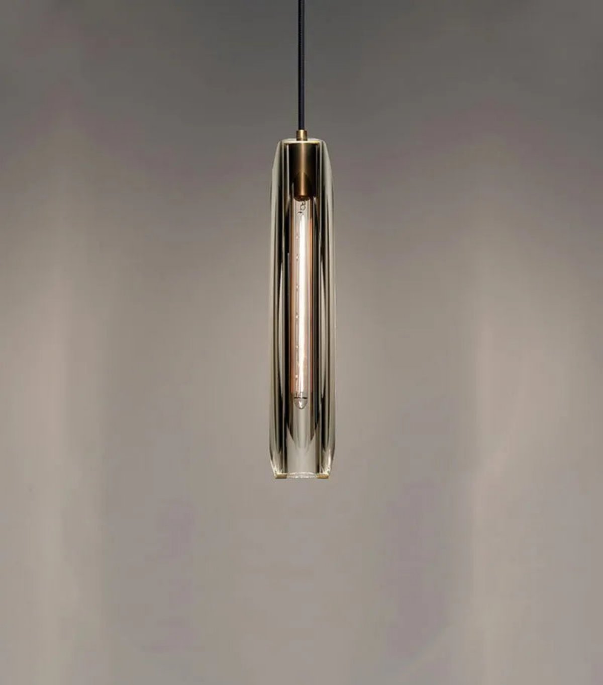 Modern Smoky/Clear Crystal Pendant Light