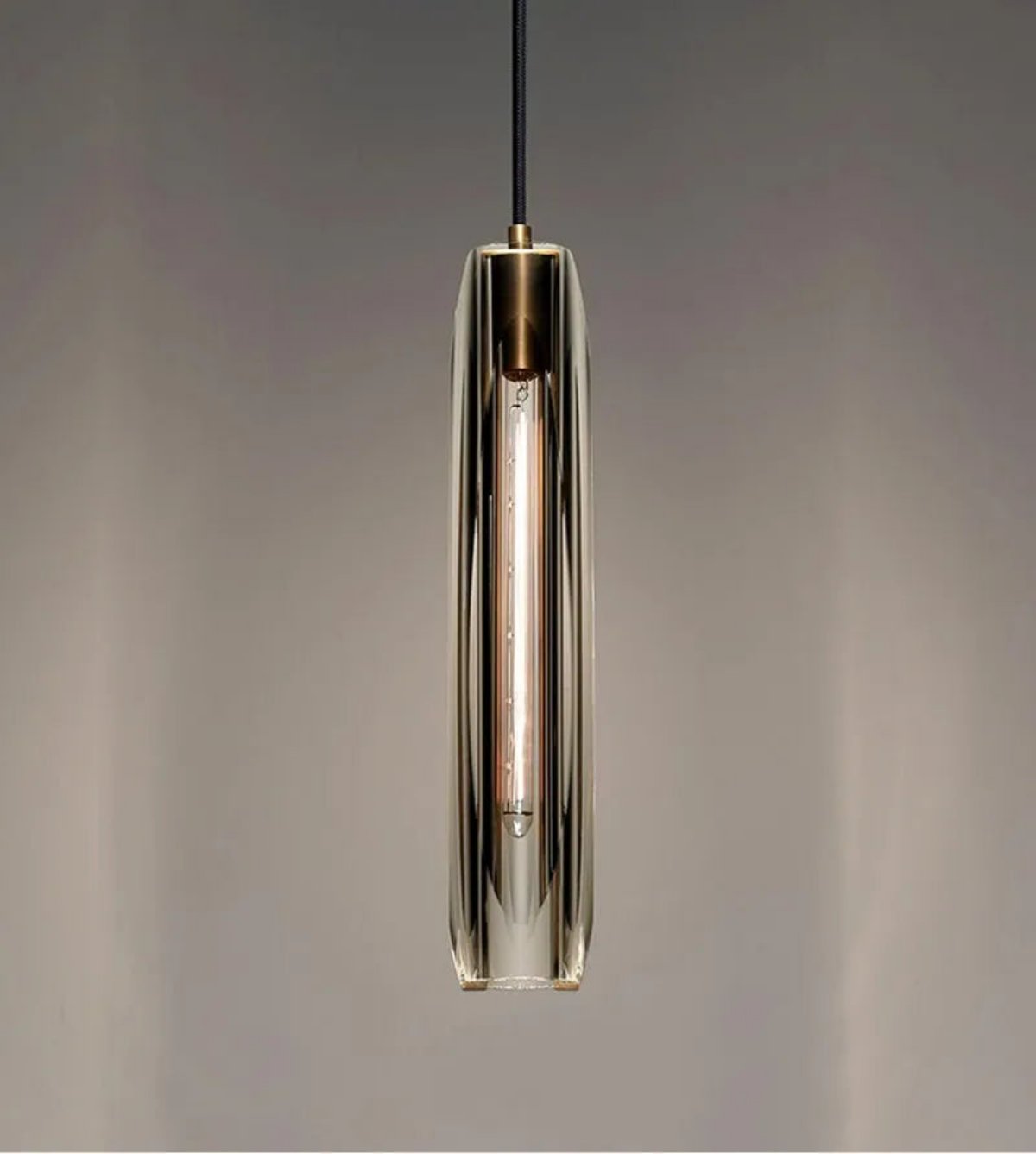 Modern Smoky/Clear Crystal Pendant Light