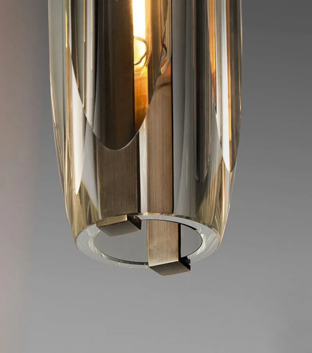 Modern Smoky/Clear Crystal Pendant Light