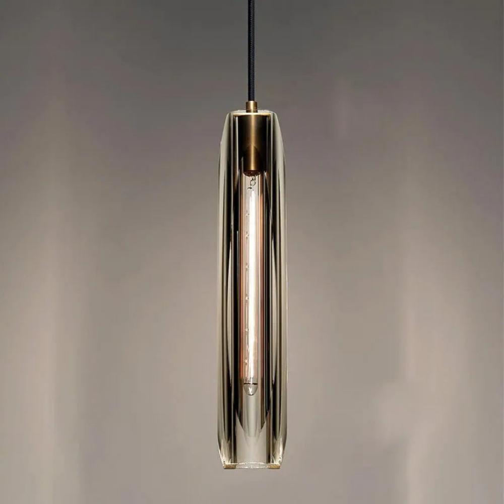 Modern Smoky/Clear Crystal Pendant Light